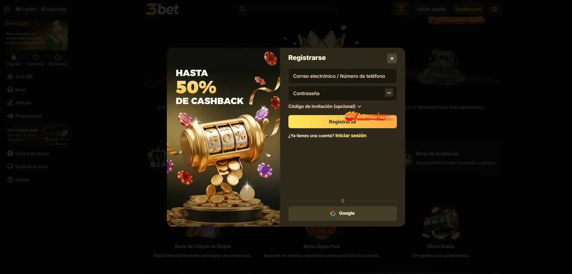 Registro en 3bet Casino México — proceso paso a paso