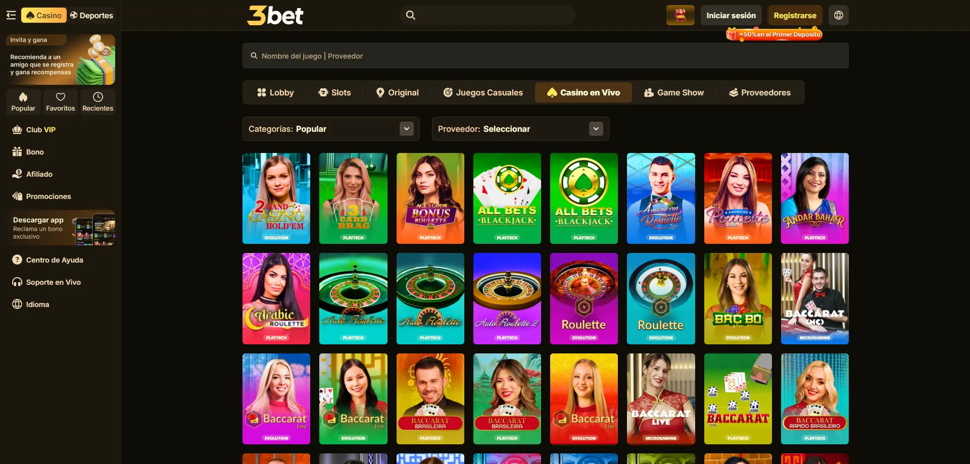 App móvil de 3bet Casino para iOS y Android en México