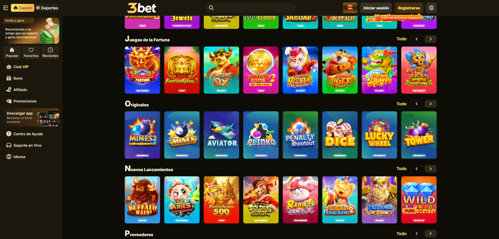 Catálogo de slots en 3bet Casino — juegos con alto RTP